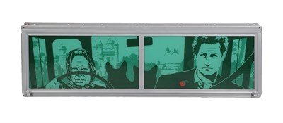 Lot 45 - A Painted Glass Windscreen from a Series 3 Land Rover, entitled ''Driving Prince Harry'' 2013,...