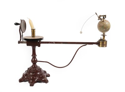 Lot 144 - A Swedish Cast Iron Mounted Orrery, 2nd half 19th century, with hand-turned mechanism, with the...