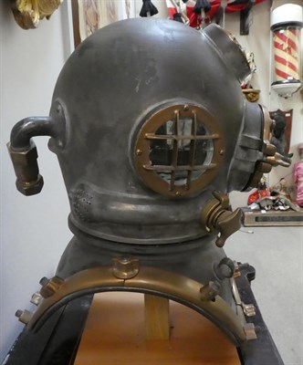 Lot 213 - A 12-Bolt Mark V MOD-1 United States Navy Diving Helmet, by Desco, numbered 203, tinned finish with