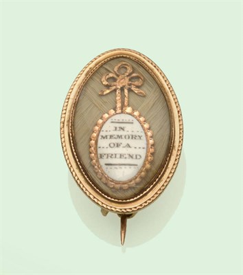 Lot 470 - A Late 18th Century Mourning Brooch, the marquise shape with an ivory panel inscribed 'IN MEMORY OF