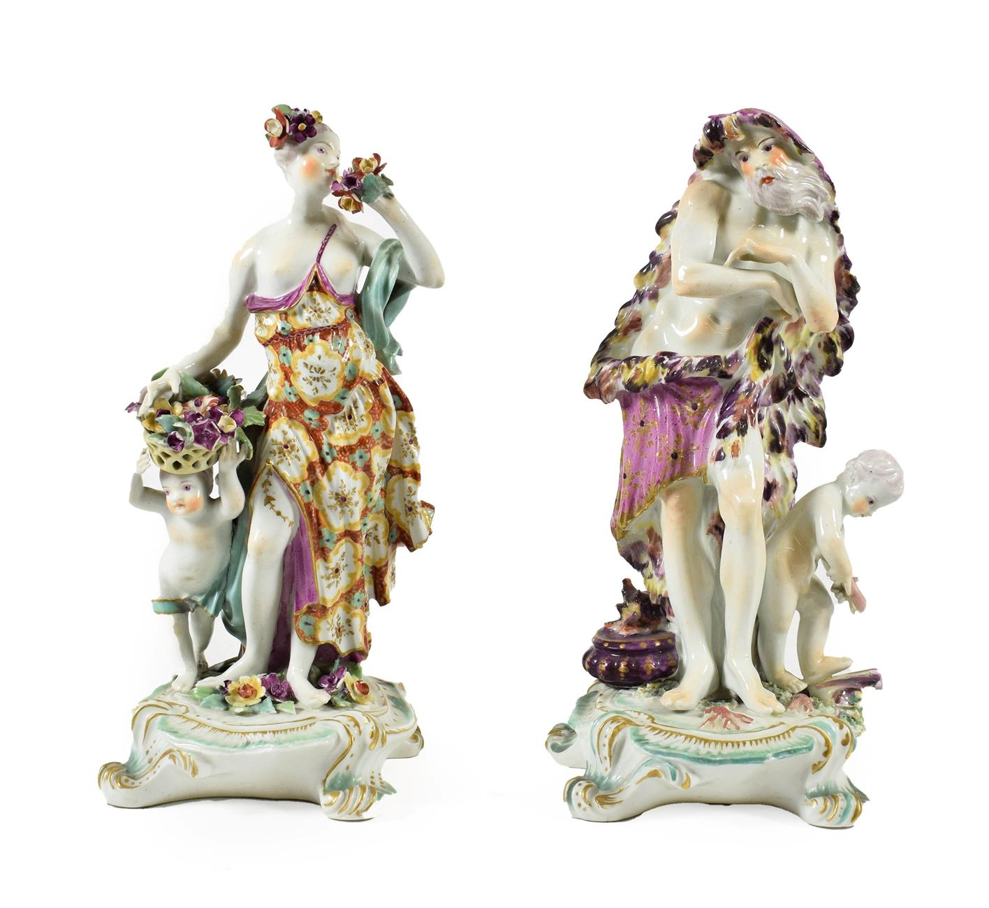 Lot 8 - A Pair of Derby Porcelain Figures of Summer and Winter, circa 1765, from a set of The Seasons,...
