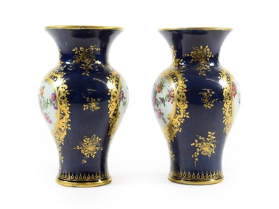 Lot 11 - A Pair of Worcester Porcelain Vases, circa 1770, of baluster form with trumpet necks, painted...