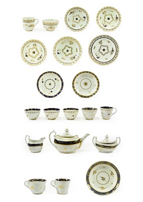 Lot 13 - A Flight Worcester Porcelain Part Tea Service, circa 1785, of fluted form, painted in...