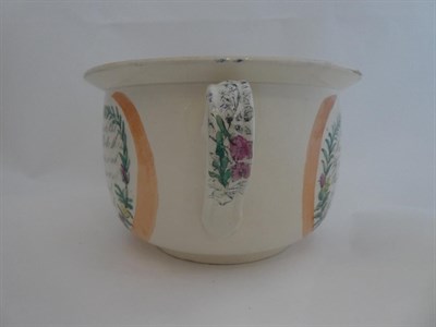 Lot 20 - A Sunderland Lustre Chamber Pot, early 19th century, printed and painted with PRESENT AND...