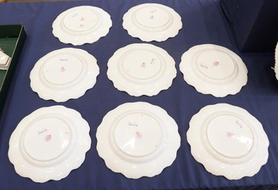 Lot 31 - A Set of Eight Royal Worcester Porcelain Plates, by Horace Price, 1937, 1938, of lobed circular...