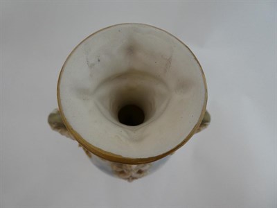 Lot 33 - ^ A Royal Worcester Porcelain Vase, by Frank Roberts, 1911, of slender baluster form with mask...
