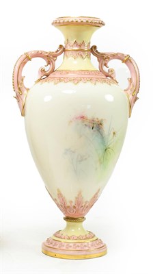 Lot 36 - ^ A Graingers & Co Royal China Works Vase, by James Stinton, circa 1900, of twin-handled...