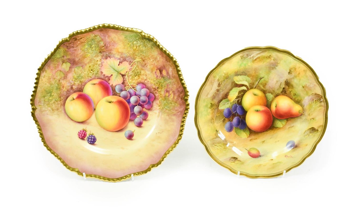 Lot 45 - A Royal Worcester Porcelain Plate, by Albert Shuck, 1925, painted with a still life of fruit on...