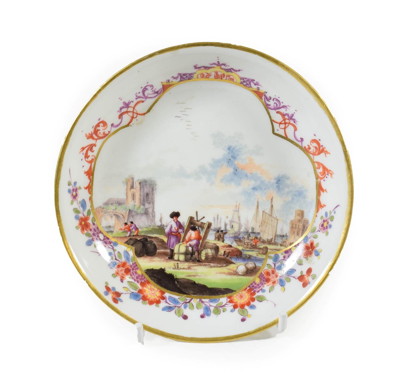 Lot 47 - A Meissen Porcelain Saucer, circa 1730, painted in the manner of Christian Friedrich Herold...
