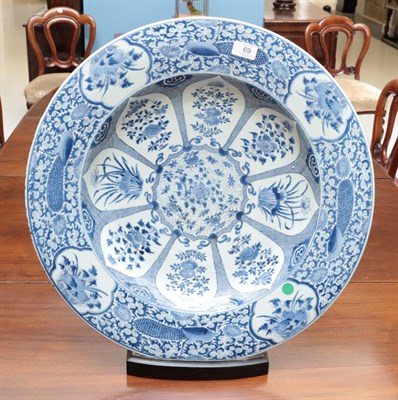 Lot 69 - A Chinese Porcelain Large Circular Dish, Kangxi, painted in underglaze blue with a foliate...