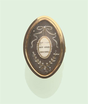 Lot 477 - An 18th Century Mourning Ring, the marquise shaped panel with an ivory plaque inscribed 'NOT...