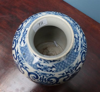 Lot 72 - A Chinese Porcelain Jar, Kangxi reign mark and probably of the period, of ovoid baluster form...