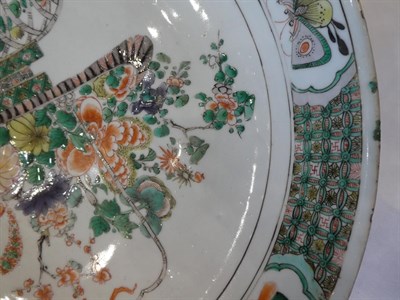 Lot 80 - A Chinese Porcelain Dish, Kangxi, painted in famille verte enamels with a basket of flowers...