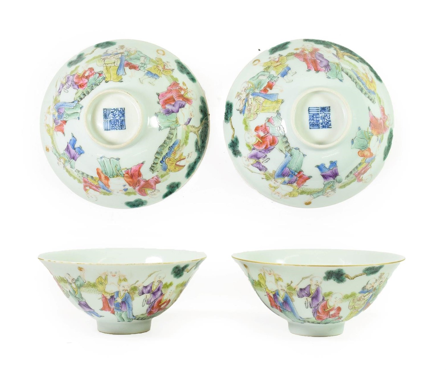 Lot 82 - A Pair of Chinese Porcelain Rice Bowls, Daoguang reign marks and possibly of the period, painted in