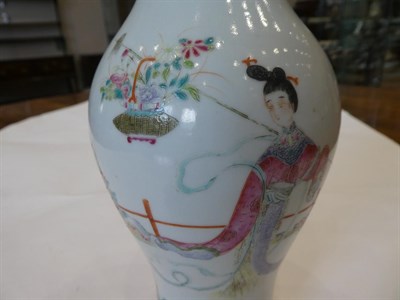 Lot 83 - A Chinese Porcelain Vase, Qing Dynasty, 18th/19th century, of baluster form, painted in famille...
