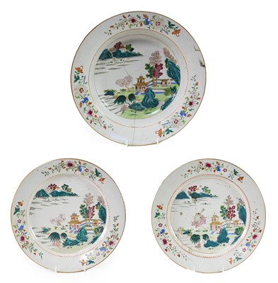Lot 86 - ~ A Pair of Chinese Porcelain Dishes, Yongzheng/Qianlong, painted in famille rose enamels with...