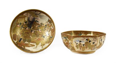 Lot 91 - A Satsuma Earthenware Bowl, Meiji period, of octagonal circular form, typically painted with...