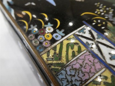 Lot 107 - A Japanese Cloisonne Enamel Box and Hinged Cover, Meiji period, of rectangular form, decorated with