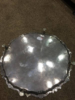 Lot 134 - ~ A George II Silver Salver, by William Williams, London, 1746, shaped circular and on four pad...