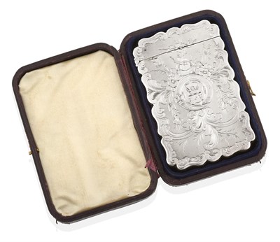 Lot 138 - ~ A Victorian Silver Card-Case, by George and Mary Wheeler, Birmingham, 1855, oblong, engraved with