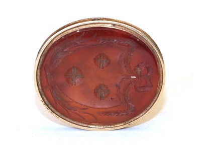 Lot 167 - ~ A Collection of Three Gilt-Metal Fob-Seals, the carnelian matrixes carved 'Drakelow Park',...