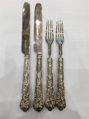 Lot 190 - ~ A Set of Twelve Pairs of Victorian Silver Fruit-Eaters, Probably by Thomas Sansom, Sheffield, Six