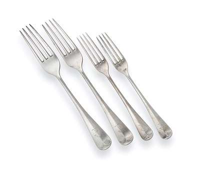 Lot 193 - ~ A Set of Twelve George Silver Table-Forks and Sixteen Dessert-Forks, by William Hutton and...