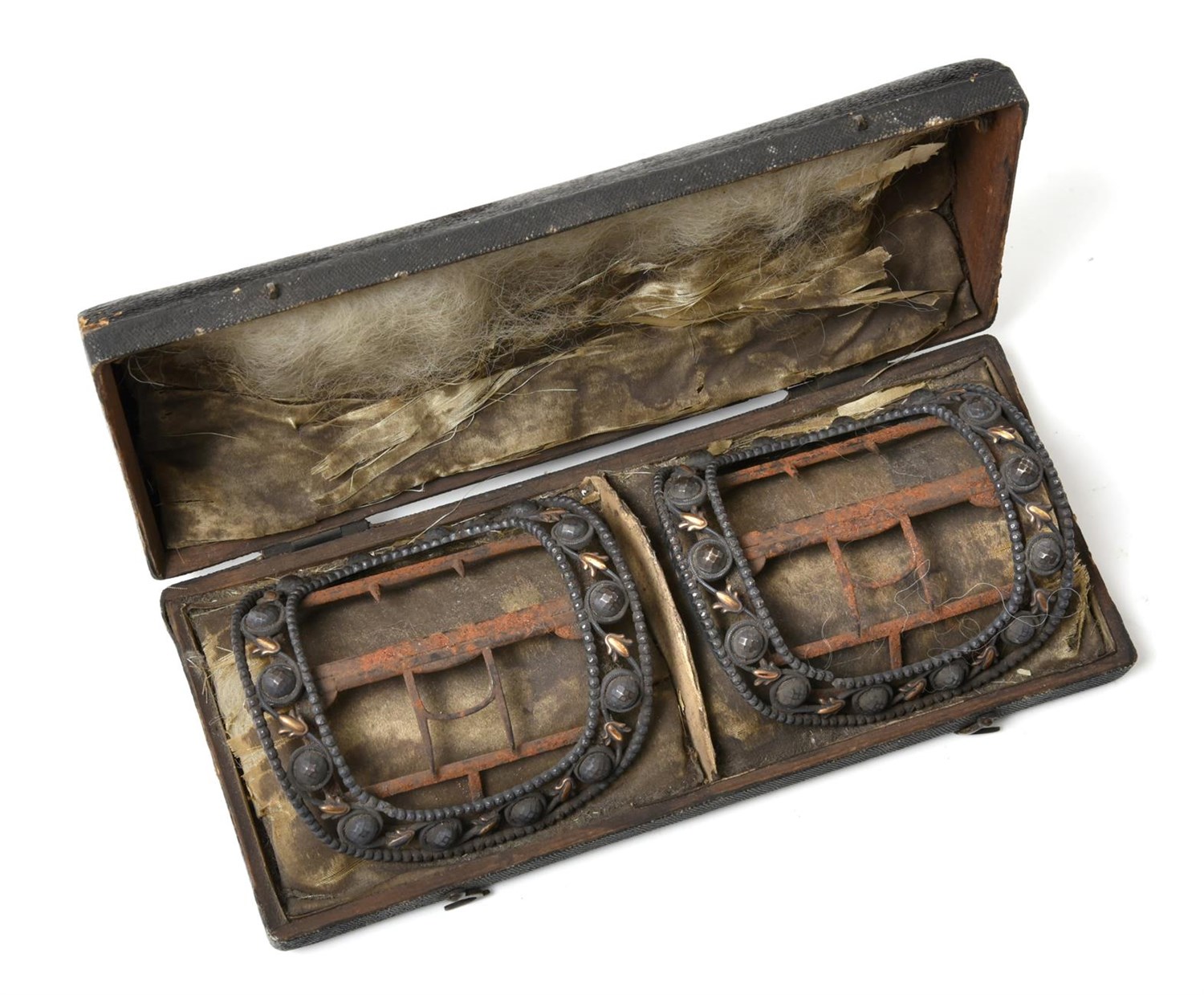 Lot 194 - ~ A Cased Pair of George III Parcel-Gilt Silver Mounted Buckles, by Richard Pugh and John Wheeldon