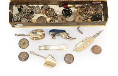 Lot 196 - ~ A Quantity of Assorted Silver, Silver Plate and Other Items, including: seven various silver...