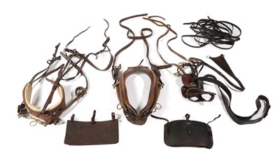 Lot 204 - ~ Two Part Sets of Leather Pony Driving Tack, including a bridle with brass brow band, a pair...