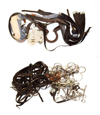 Lot 207 - ~ A Quantity of Horse Tack, including a stitched leather anti-cast surcingle, a webbing and leather