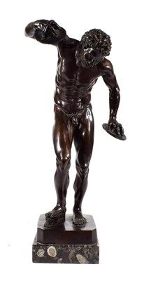 Lot 212 - After the Antique: A Bronze Figure of a Dancing Faun, on a canted square base and marble...