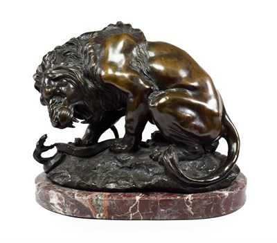 Lot 231 - After Antoine Louis Barye (French, 1796-1875): A Bronze Model of the Lion and Serpent No.2,...