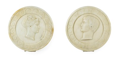 Lot 234 - A Pair of Marble Relief Portrait Roundels of Napoleon and Empress Josephine, 19th century,...