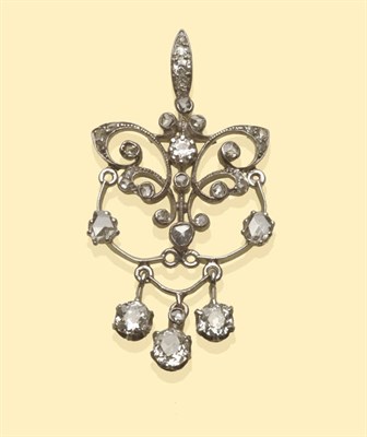 Lot 494 - An Early 20th Century Diamond Pendant, the scrolling form set with old cut and faceted...