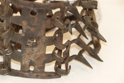 Lot 242 - A Steel Dog Collar, possibly 17th century, with three pierced rectangular plaques joined by...