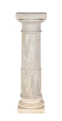 Lot 256 - ^ A Grey Veined Marble and White Marble Column, 19th century, the square plinth on a cavetto...