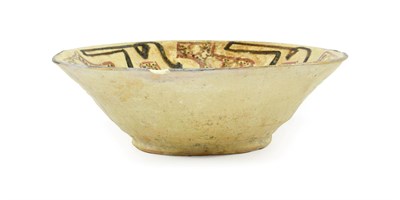 Lot 281 - An Abbasid Painted Earthenware Bowl, probably Samarkand, 10th century, painted in manganese,...