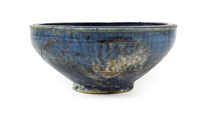 Lot 290 - A Blue Glazed Pottery Bowl, probably Nishapur, 13th century, of circular form with everted rim...