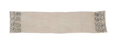 Lot 300 - An Ottoman Towel, 19th century, on a plain linen ground, the ends worked with silk and metal thread