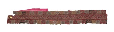 Lot 313 - A Kashmir Shawl Fragment, 19th century, with three border sections (now joined), two with rows...