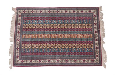 Lot 319 - Unusual Finely Woven Part Silk Oriental Rug, 2nd half 20th century The field with columns of...