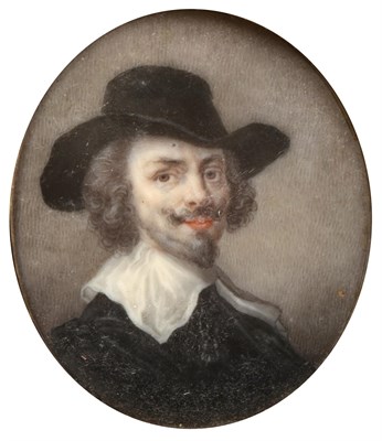 Lot 353 - ~ Follower of Sir Anthony Van Dyck (1599-1641) Portrait miniature of a gentleman, head and...