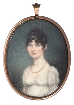 Lot 355 - ~ Circle of Andrew Plimer (1763-1837) Portrait of Mrs Stone of Needwood House, half length...