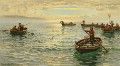 Lot 377 - ~ John Thomas Hamilton McCallum RI RSW (1841-1896) Returning with the catch Signed and dated...