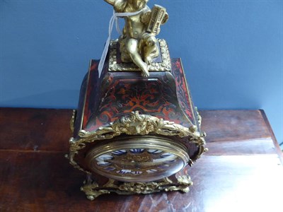 Lot 407 - <> A Tortoiseshell and Brass Inlaid Striking Mantel Clock, retailed by LeRoy A Paris, circa...