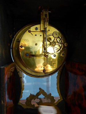 Lot 407 - <> A Tortoiseshell and Brass Inlaid Striking Mantel Clock, retailed by LeRoy A Paris, circa...