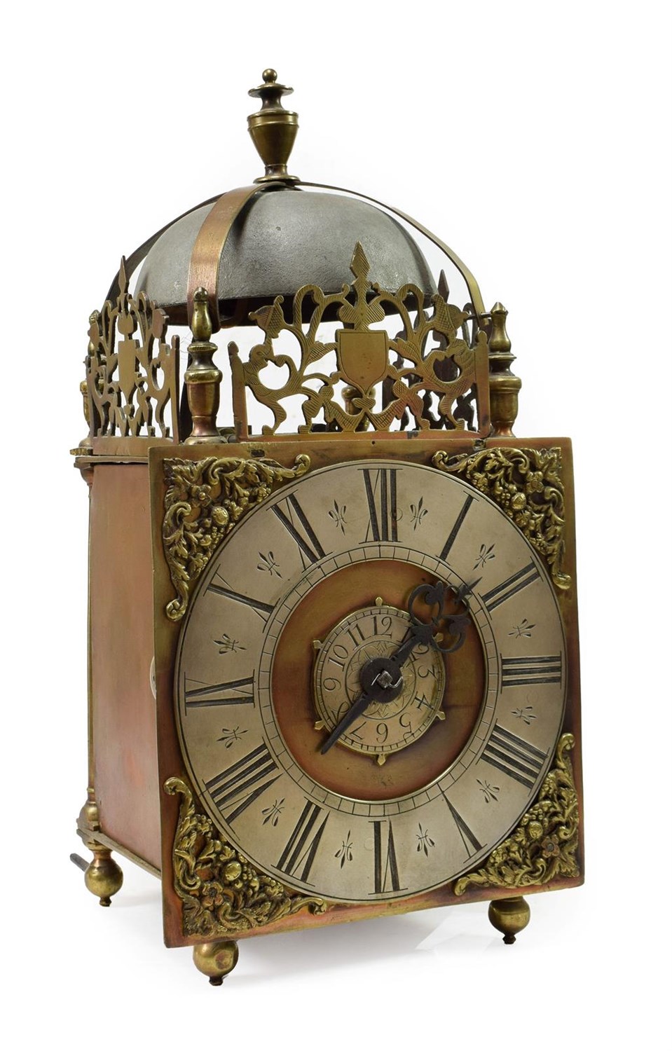 Lot 416 - <> A Lantern Form Hook and Spike Striking Wall Clock, unsigned, late 18th Century, lantern form...