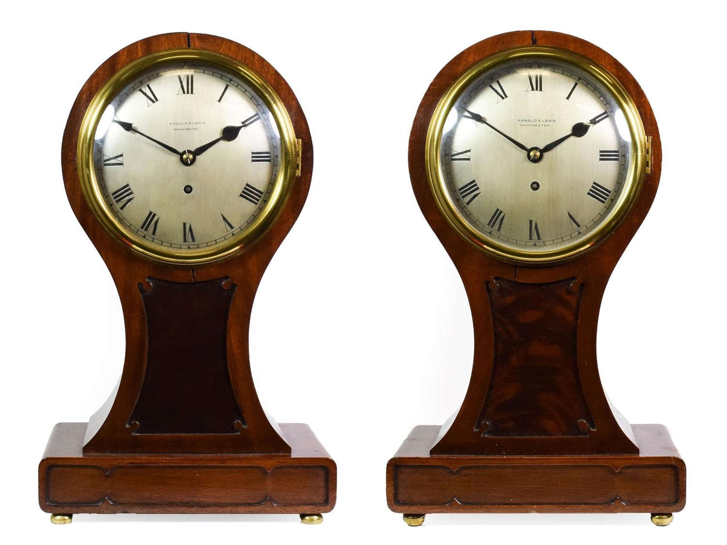 Lot 417 - A Rare and Unusual Pair of Mahogany Directors/Library Timepieces, signed Arnold & Lewis,...