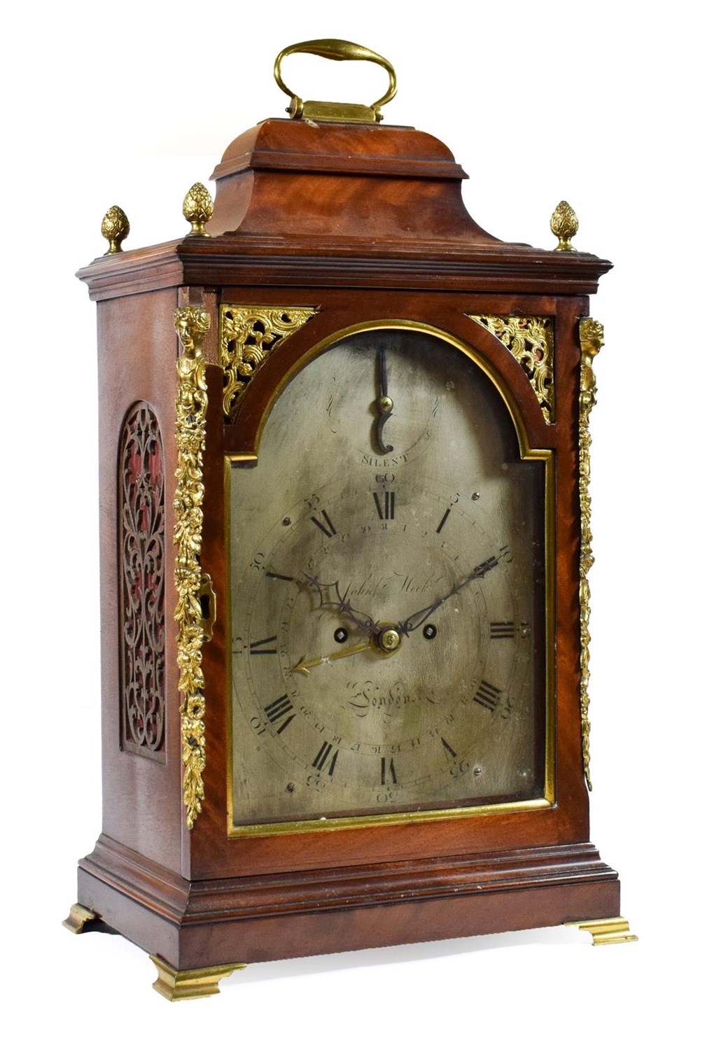 Lot 418 - ~ A George III Mahogany Striking Table Clock, signed John Meek, London, circa 1790, inverted...